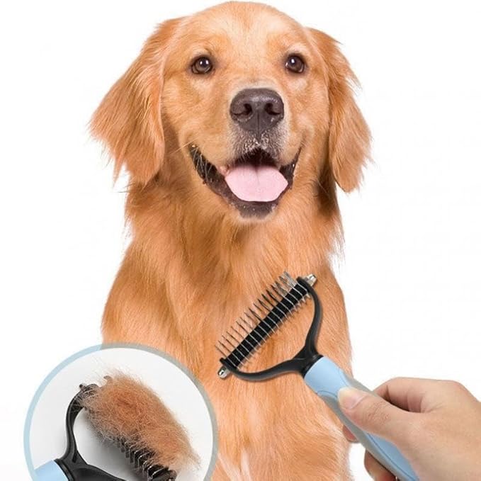 Dog Grooming Deshedding Brush Pet Hair Remover, Cat Dog Undercoat Comb: Stainless Steel Shedding Blade - Coat Thinning Trimmer | Grooming Tool for Short/Long Hair Dogs/Cats Shedding Control (Pink-L)