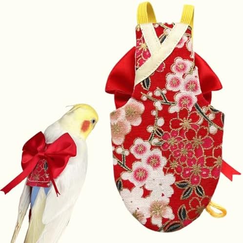 Bird Flight Suits Diapers, Parrot Flight Suits Diapers for Quaker Parakeets Cockatiels Conures Macaw African Grey, Bird Diaper, Parrot Clothes (Red A,M)
