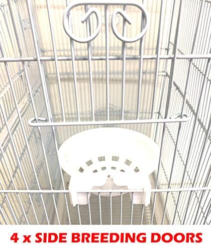Large 36-Inch Portable Bird Flight Cage for Canary Parakeet Cockatiel Lovebird Finch Small Parrot Budgies Travel Bird Cage (White with Toy)