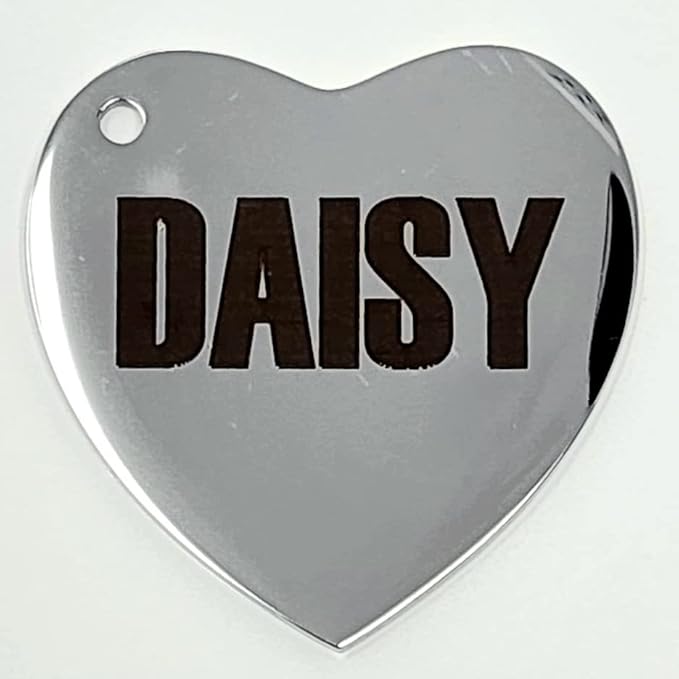 Dr. Fremont's Stainless Steel ID Dog Tags Engraved for Pets Personalized for Cat or Dog Collar Bold Font for Safety (Small, Heart)