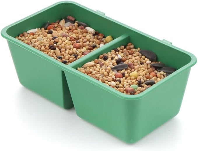 12 Pack Bird Plastic Feeder 2-in-1 Double Trough Bird Seed Food Feeding Dish for BIrd Cage Poultry Pigeon Parrot Parakeet Budgie
