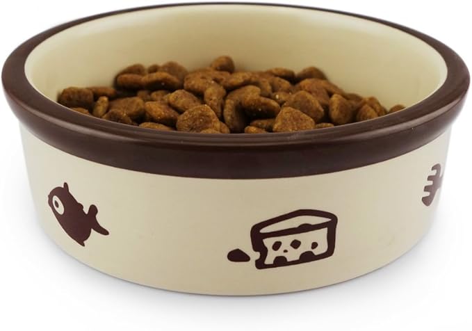 TTCAT Ceramic Cat Food Bowl,Cute Cartoon Pattern,Basic Bowl, Small Pet Feeding Dishes for Cat, Kitten, Small Dog, Dishwasher Safe…