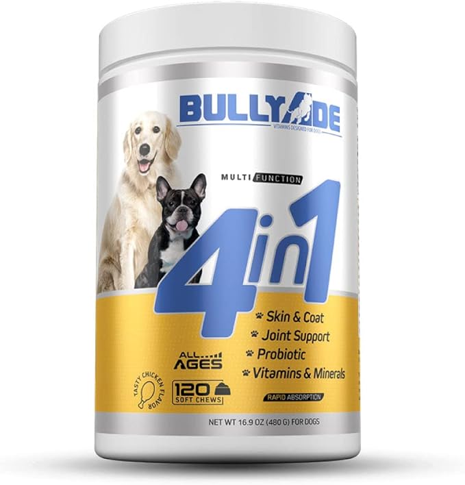 4 in 1 - Probiotic, Joint Support, Skin & Coat, Multi-Vitamin Soft Chews for Dogs, 16.9 oz