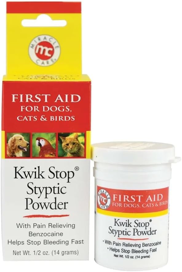 Styptic Kwik Stop Dog Cat Bird Ferret Helps Stop Bleeding Fast Powder Gel Pads or Swabs (1/2 oz Powder)