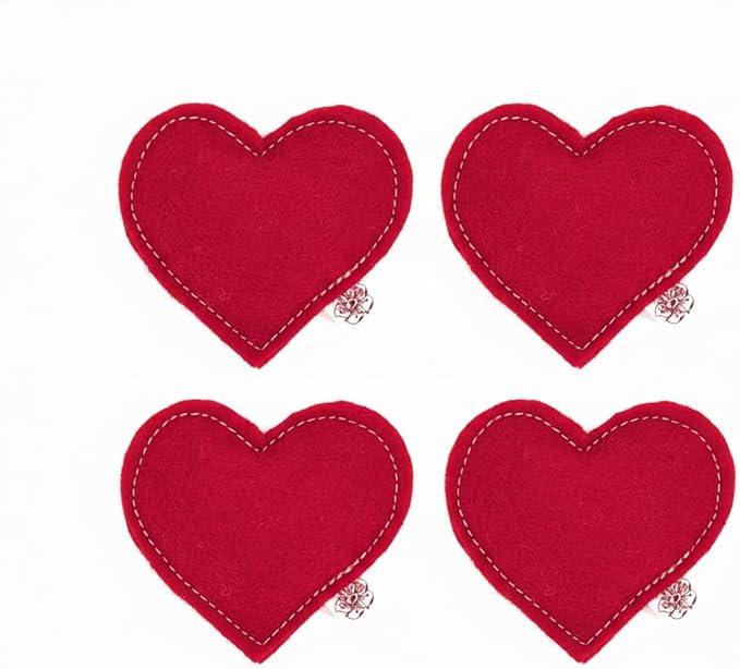 Catnip Toy – Heart Shape, Organic Catnip, 100% Wool Felt, Grown & Made in The USA - Red, 4 Pack