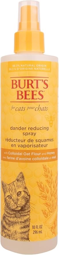 Burt's Bees for Pets Cat Dander Reducing Spray with Colloidal Oat Flour and Honey, Waterless Grooming Spray for Dry Skin and Dandruff Control, Cat Dander Remover for Allergy Support, 10 Fl Oz
