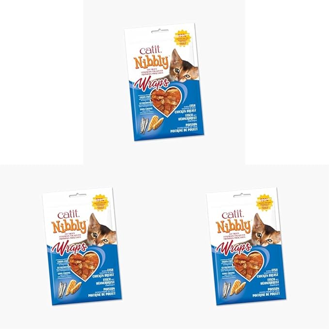 Catit Nibbly Wraps, Grain-Free Cat Treat, Chicken & Fish Recipe, 1.06 oz. (Pack of 3)