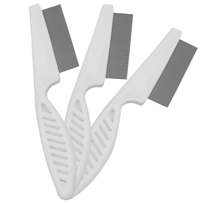 Kopal Flea Combs & Lice Brushers for Dogs and Cats, Fine Tooth Combs 3-pc, White