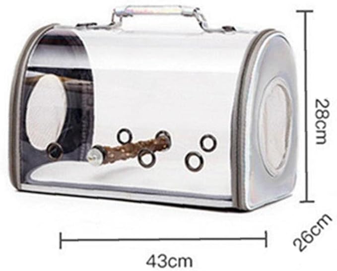 Lightweight Bird Carrier Parrot Carrier Travel Carriers Lightweight Travel Cage Portable Pet Bird Travel Cage Bag Transparent Breathable Silver One Size