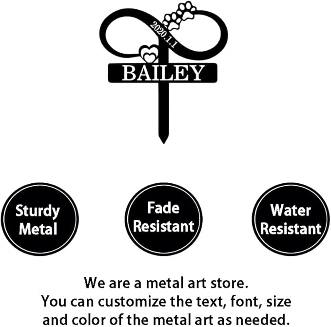 Custom Cat Name Memorial Grave Stake, Personalized Cat Memorial Grave Marker with Heart and Paws Metal Engraved Sign, Cat Memorial Stake Metal Sign Headstone Pet Plaque Burial Stake