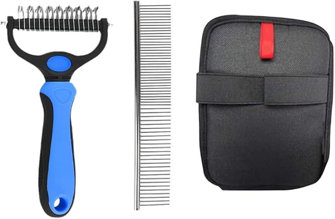 3-in-1 Pets Dog Deshedding Brush & Cat Grooming Tool with Comb, Rake for Shedding Control, Removes Loose Remover Hair & Mats, Pets Hair Removal Tool