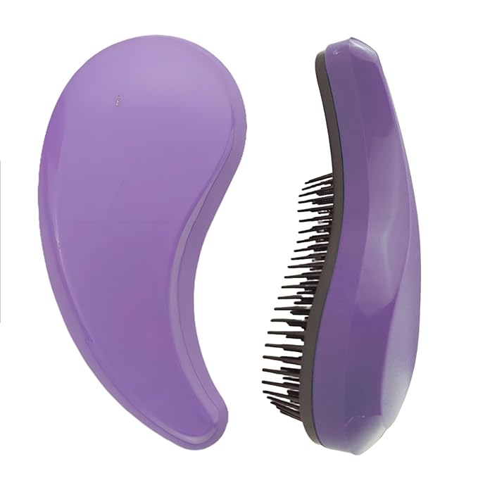 Comma-Shaped Small Dog Brush, Fit for Yorkie, Shih Tzu, Maltese Maltipoo Pomeranian - Gentle Soft Bristles for Effortless Pet Hair Removal, Puppy Essentials (Purple)