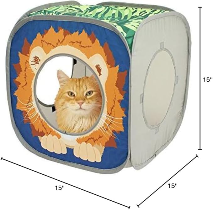 Kitty City Safari Jungle Collapsible Cat Toy Collection, Cube (Pack of 4)