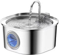 PEKTACO Cat Water Fountain Stainless Steel, 3.2L/108oz Cat Water Dispenser with Quiet Water Pump and Water-Level Window, Dishwasher Safe Pet Drinking Fountain for Cats Indoor with Replacement Filter