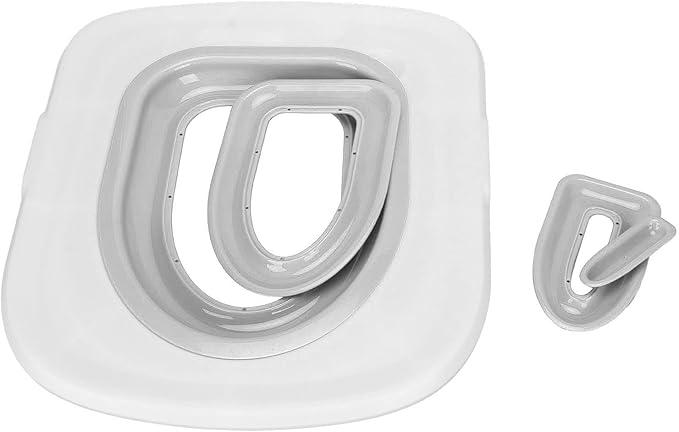 Cat Toilet Training System - Reusable Potty Kit With Sturdy Tray and Gray Inner Support for Teaching Cats to Use Toilet (White)