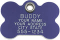 Durable Plastic Pet ID Tag, Outlasts Cheap Aluminum Tags for The Same Price, Custom Engraved, Small Purple Bone