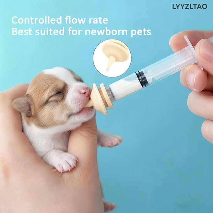 Professional Pet Nursing Kit - 3 Pack 3ml Feeding Syringes with 3 Pack Silicone Nipples | Reusable, Indelible Markings. Hand Feeding Supplies for Newborn Kittens, Puppies, Squirrels, Rabbits & Small Animals | Anti-Choke Safety Design