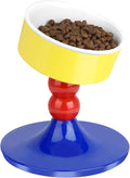 Cat Food and Water Bowls,Raised Cat Bowl,Three Adjustable Height Options, 20° Tiltable, 360° Rotatable, Raised Pet Bowl.Suitable for Small Dogs, Kittens, and Adult Cats.1 Piece, Color: Colorful
