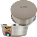 GORILLA GRIP Dog Bowls, Food Grade 304 Stainless Steel, Holds 6 Cups Each (48 fl oz) Food and Water Bowl for Feeding Dogs and Cats, Dishwasher Safe, Rust Resistant, BPA Free Rubber Base Set of 2 Beige