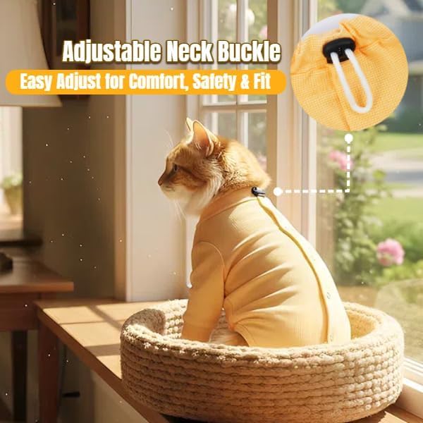 Cat Recovery Suit, Spay Suit for Female Male Cat, Breathable Cat Body Suit Post Surgery, Cone of Shame Alternative Recovery Suit for Cats to Stop Licking, Cat Outfits for Cats After Surgery(Orange, M)