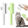 Pet Hair Removal Comb Flea Comb, 2025 Upgrade Cat Grooming Brush, Cat Brush with Release Button, De-Shedding Hair, Dog Grooming Supplies, Fine-Tooth Massage (White+Green)