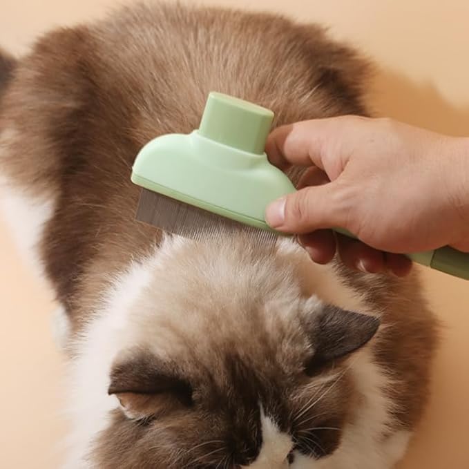 Flea Comb for Cats & Dogs - Dual-Sided Pet Hair Removal Comb with Long/Short Stainless Steel Teeth - Effective Deshedding Brush for Shedding Control & Grooming