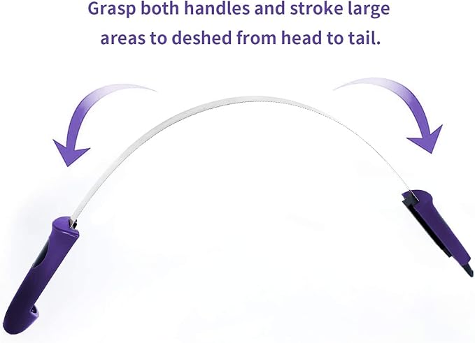 Dual-Sided Shedding Blade with Stainless Steel Blade De-Shedding Tool for All Dog Coat Types- Soft Touch Grip (Purple)