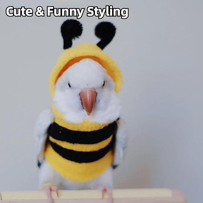 Bird Costume Bird Diaper Flight Suit Bird Bee Shape Bird Clothes Cosplay Photo Prop for Parrots Lovebird Budgie Parakeet Cockatiel (2M)