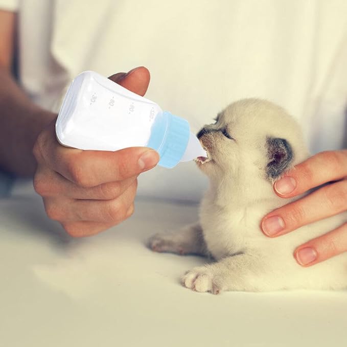 Mipcase Puppy Bottles for Nursing Set 2-Pack 4Oz Lightweight Pet Feeding Bottles Kit with Precise Scale for Hand-Feeding Puppies Kittens and Newborn Small Animals