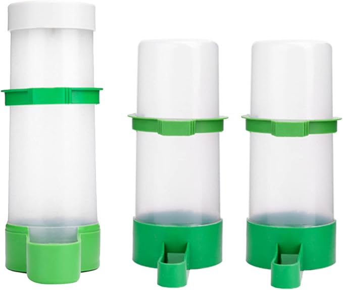 Bird Water & Food Dispenser Set, Automatic Feeder - 2x 90ml Water, 1x 150ml Food Feeder, BPA Free, for Parrots, Lovebirds, Cockatiel