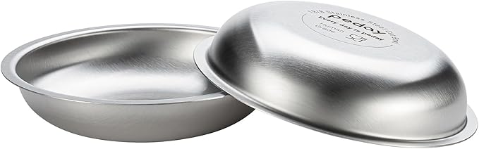 PEDAY 18/8 Stainless Steel Cat Bowls, Whisker Friendly, Human Grade, Dishwasher Safe, Easy to Clean, Pack of 2, Each Holds 2.3 Cup