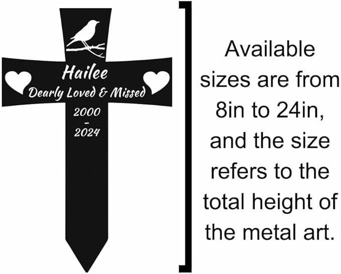 Custom Bird Memorial Marker - Personalized Metal Burial Marker with Stake for Pet Loss, Garden Sign with Bird Name