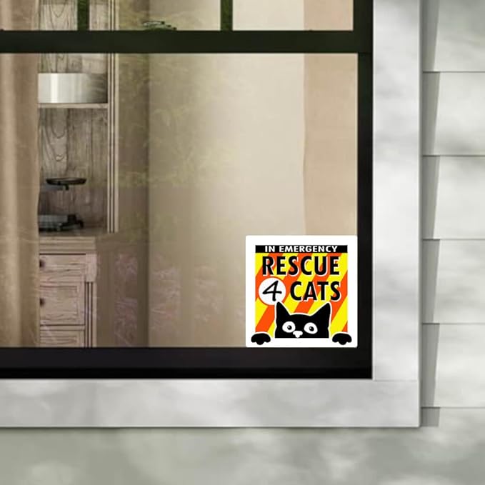 Emergency Cat Rescue Sticker,Save Our Pets Inside Vinyl Decal (Cats 3x3 Inch),Fire Safety Alert,Save Your Cat, Reptile,In Case of Emergency Danger Pet in House Home Office RV Window Door Warning Sign