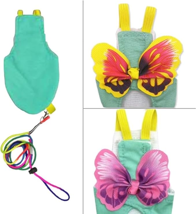 Escape-Proof Parrot Harness & Leash Set with Diaper - Adjustable Flight Suit with Bow & Safety Cord for Conures, African Grey, Parakeets, Doves (Pink-M)