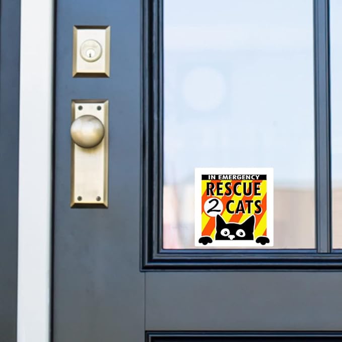 Emergency Cat Rescue Sticker,Save Our Pets Inside Vinyl Decal (Cats 3x3 Inch),Fire Safety Alert,Save Your Cat, Reptile,In Case of Emergency Danger Pet in House Home Office RV Window Door Warning Sign