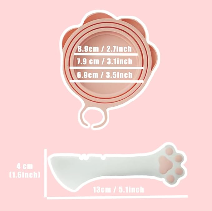 Meow&Woof Cat Food Can Lid and Spoon, BPA Free Cover for Animal Wet Food Storage, Reusable Topper for 3/5 /5.1/5.5/12/ 13 oz Cans Refrigerator Fresh Wash Machine Apply