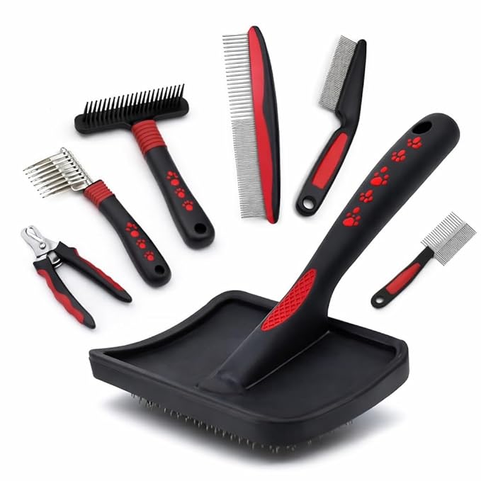 2026 Large 7-in-1 Professional Pet Grooming Kit for Dogs & Cats Complete Grooming Solution for Shedding, Dematting, Trimming & Cleaning