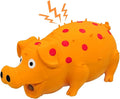 Andiker Dog Squeaky Toy, Dots Latex Dogs Chew Toys with a Oinks Sound Squeaker Grunting Pig Dog Toy Sturdy Self Play 8" Dogs Squeeze Toy for Dental Biting Chasing to Kill Boring Time (Orange)