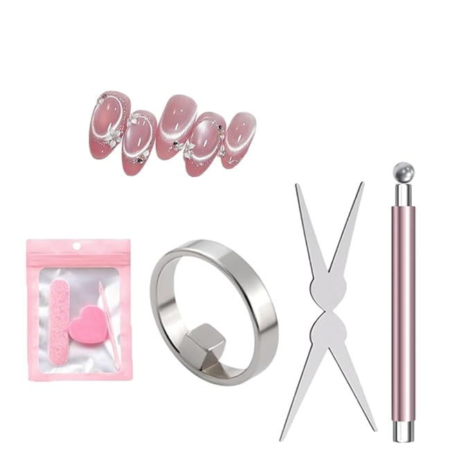 Ring Magnet for Nails, New Ring-Shaped Cat Eye Magnet for Nails, Cat Eye Nail Art Magnet Tool, Portable Hollow Circular Cat Eye for Home DIY (Cat Eye Magnet Set)