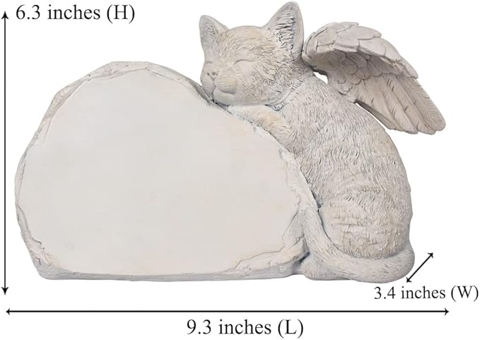 Personalized Pet Cat Memorial Stone with A Sleeping Cat Angel Statue, Cat Grave Markers, Cat Headstone Tombstone-Forever in My Hearts