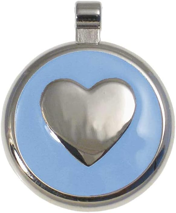 LuckyPet Heart Jewelry Pet ID Tag for Cats and Dogs, Personalized Engraving on The Back Side, Small LightBlue Heart