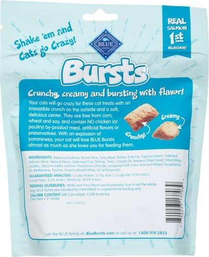 Blue Buffalo Bursts Crunchy & Creamy Cat Treats, Great for Training, Savory Seafood, 5-oz Bag (Pack of 4)