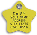 LuckyPet Plastic Pet ID Tags - Dog Personalized IDs - Durable Engraved Name Noiseless Tag - Suitable for Dogs and Cats - Outlasts Most Aluminum Tags - Small, Yellow Star