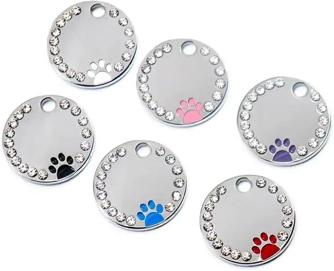 Personalized Dog/Cat Cute Paw Pet ID Tag with Unique Laser Engraving Name and Phone Number for Pet Collar or Key Chain (Black)