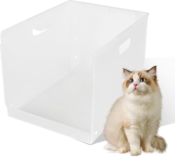 1Pc Cat Litter Box Enclosure with Shield, Pee Shields High Side Litter Box Enclosure, Litter Box Splash Guard, Cat Box Enclosure with Shield (Without Pan) (X-Large)