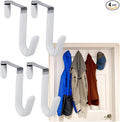 Evelots Over The Door Hooks - 4 Pack - Hangers for Clothes, Towel, Coats, Hats, Handbags - Made of Rubber Coated Steel - Closet, Bathroom, Office