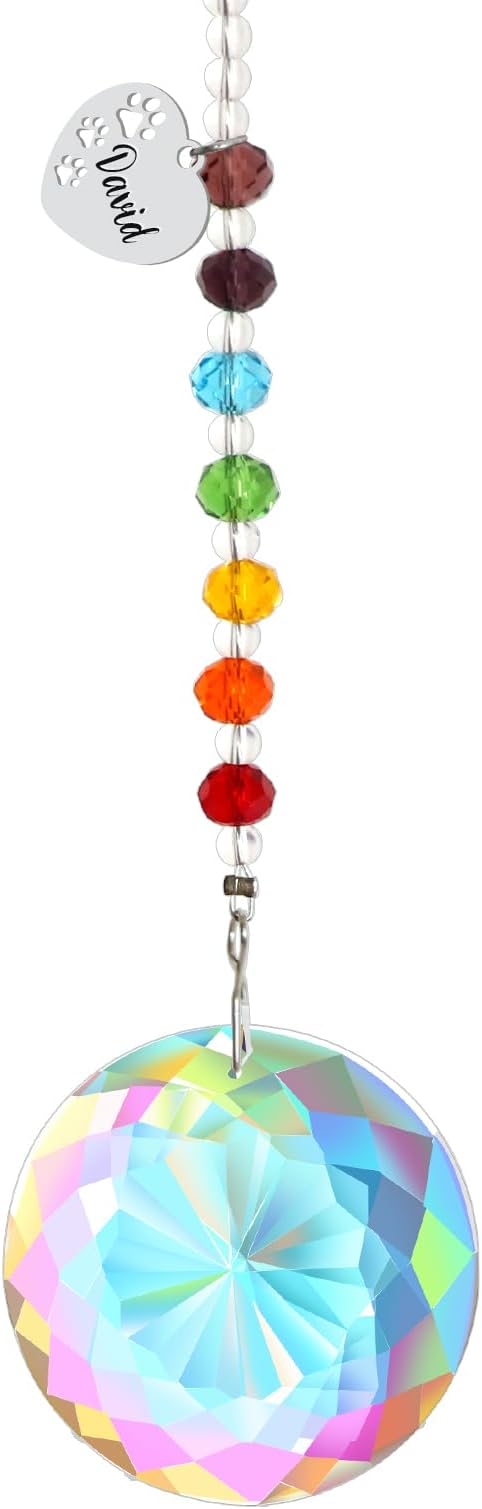 free-space Rainbow Bridge Pets Personalized Crystal Light Catcher Cat/Dog Keepsake Pet Loss Sympathy Gift (Round)