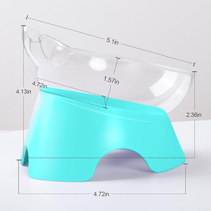 MILIFUN Raised Cat Food Bowls with Stand, Cat Dishes for Food or Water, Cats Tilted Bowl, Pet Dish with Stand (Blue Double Bowl)