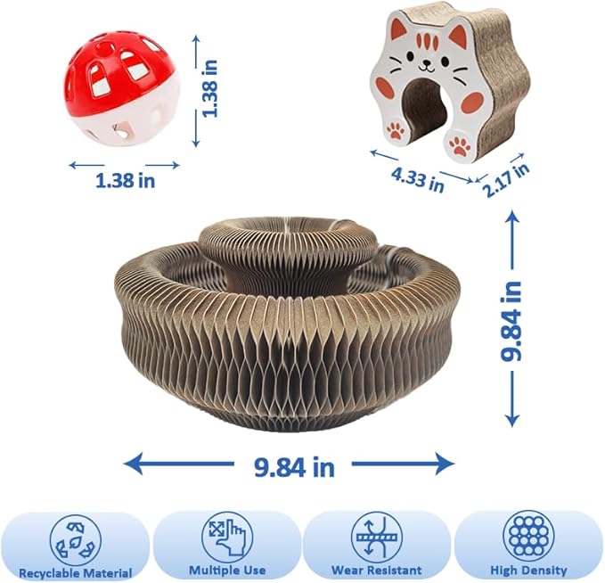 2Pcs Upgraded Kitty Kurlz Cat Toy, Enhanced Magnet Kitty Curls Cat Scratcher, Multi-Shape Kitty Kurls Cat Scratcher with Play Balls, Twisty Paws Cat Toy for Indoor Cats
