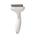 Pet Grooming Combo Tool for Cats and Dogs, Deshedding and Dematting Rake with Metal Comb forDetangling Long, Matted Fur (White)